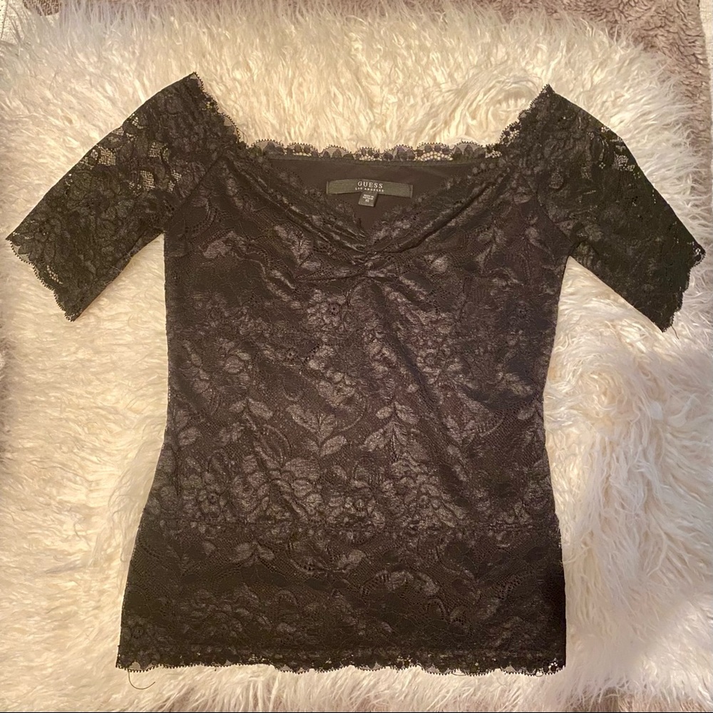 Guess Black Lace Top XS